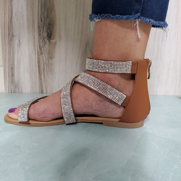 NEW Joni Cognac Gladiator Rhinestone Sandal - Picture 8 of 8